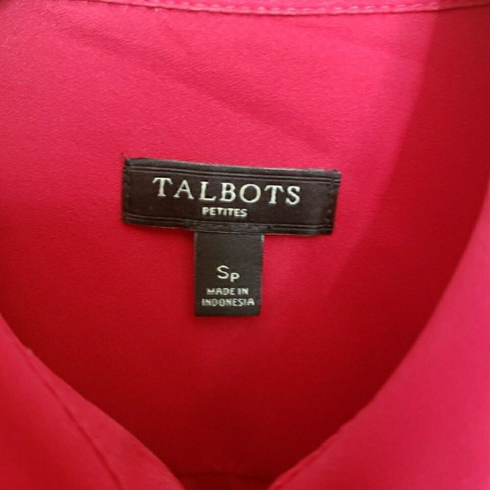 Talbots Shirt Red Pleated Rhinestone Elegant Holiday Party Blouse Top Women Sp - Picture 3 of 9